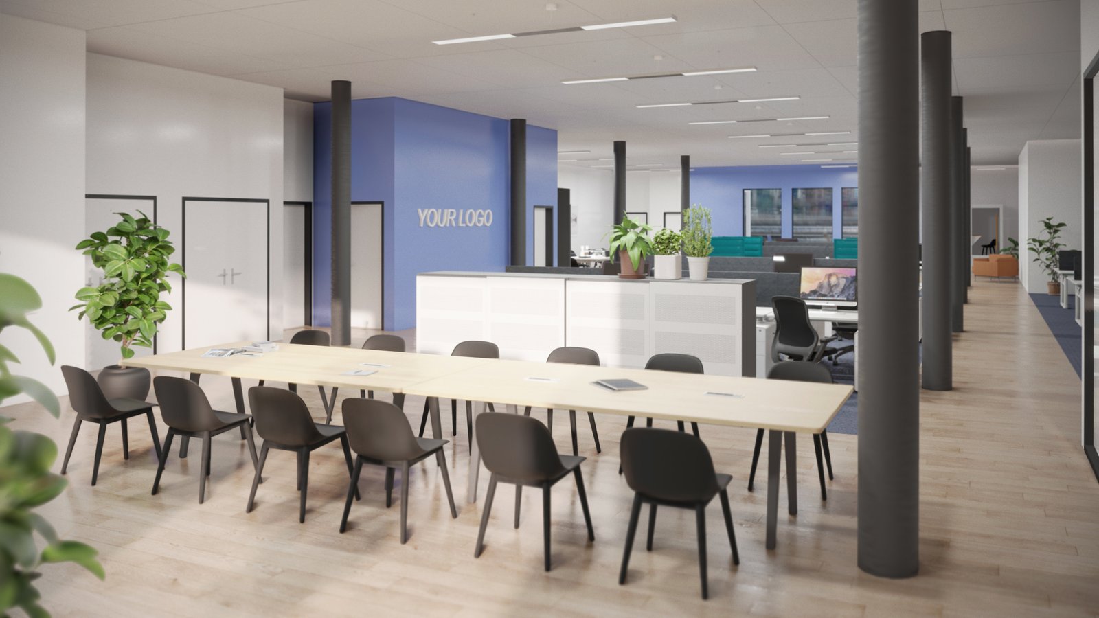 Knotel office — daylight render